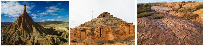 Stunning rock formations and man-made additions dot the arid landscape of Aragon