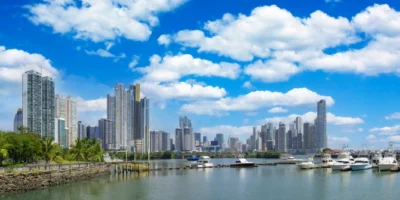 Panoramic view of skyline of Panama City downtown and financial center.