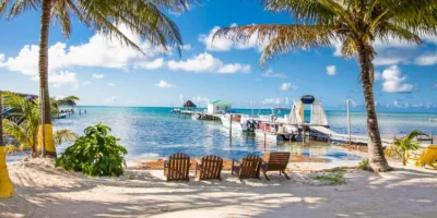 Beautiful caribbean sight with turquoise water in Caye Caulker Belize