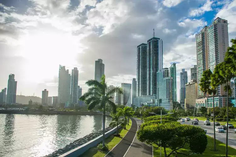 Modern buildings and a walking lane in Avenida Balboa, Panama City,Panama