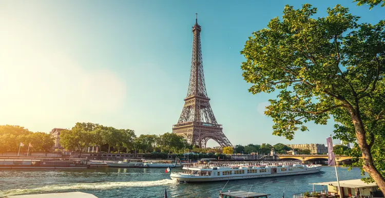 View of the Eiffel Tower in Paris, France