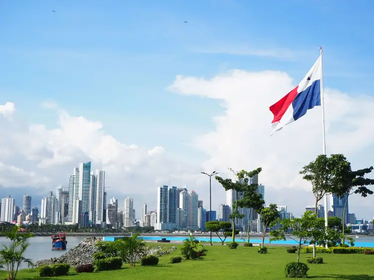 View of a flag from Panama in a park in Panama City, Panama